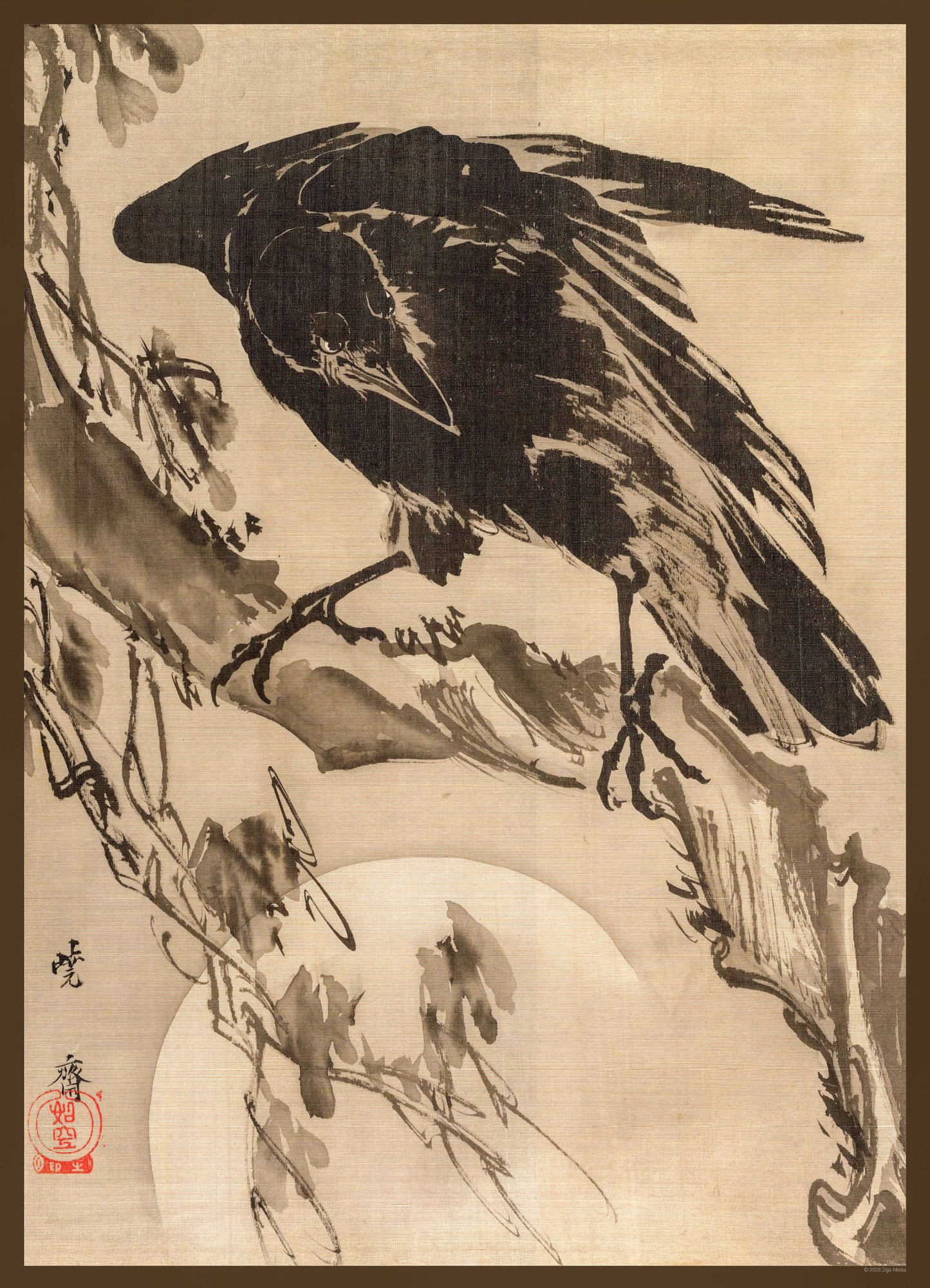 Crow & the Moon Japanese Print 1000 Piece Puzzle