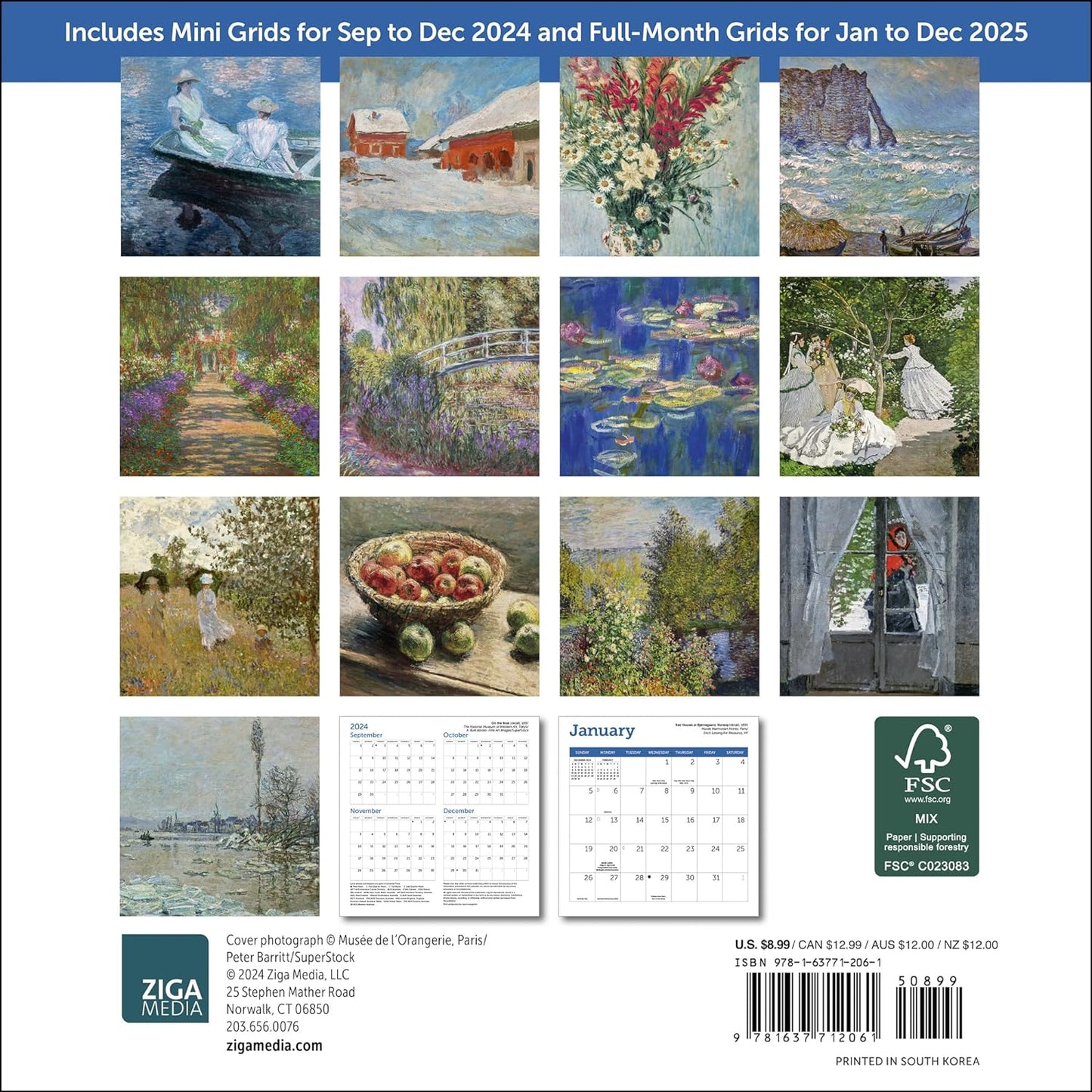 Monet Mini Wall Calendar 2025, 7" x 7"