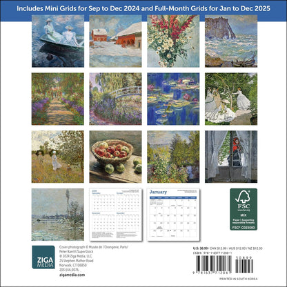 Monet Mini Wall Calendar 2025, 7" x 7"