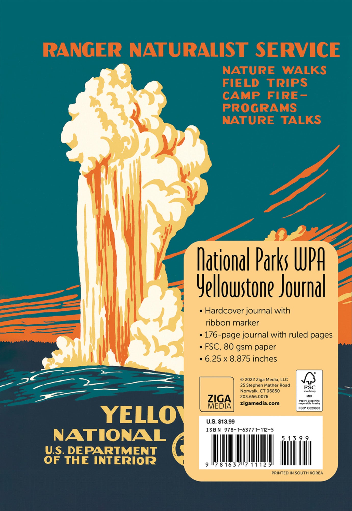 National Parks WPA Yellowstone Hard Cover Journal