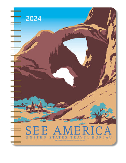 2024 National Parks Poster Art of The WPA, Jan – Dec, Weekly Planner