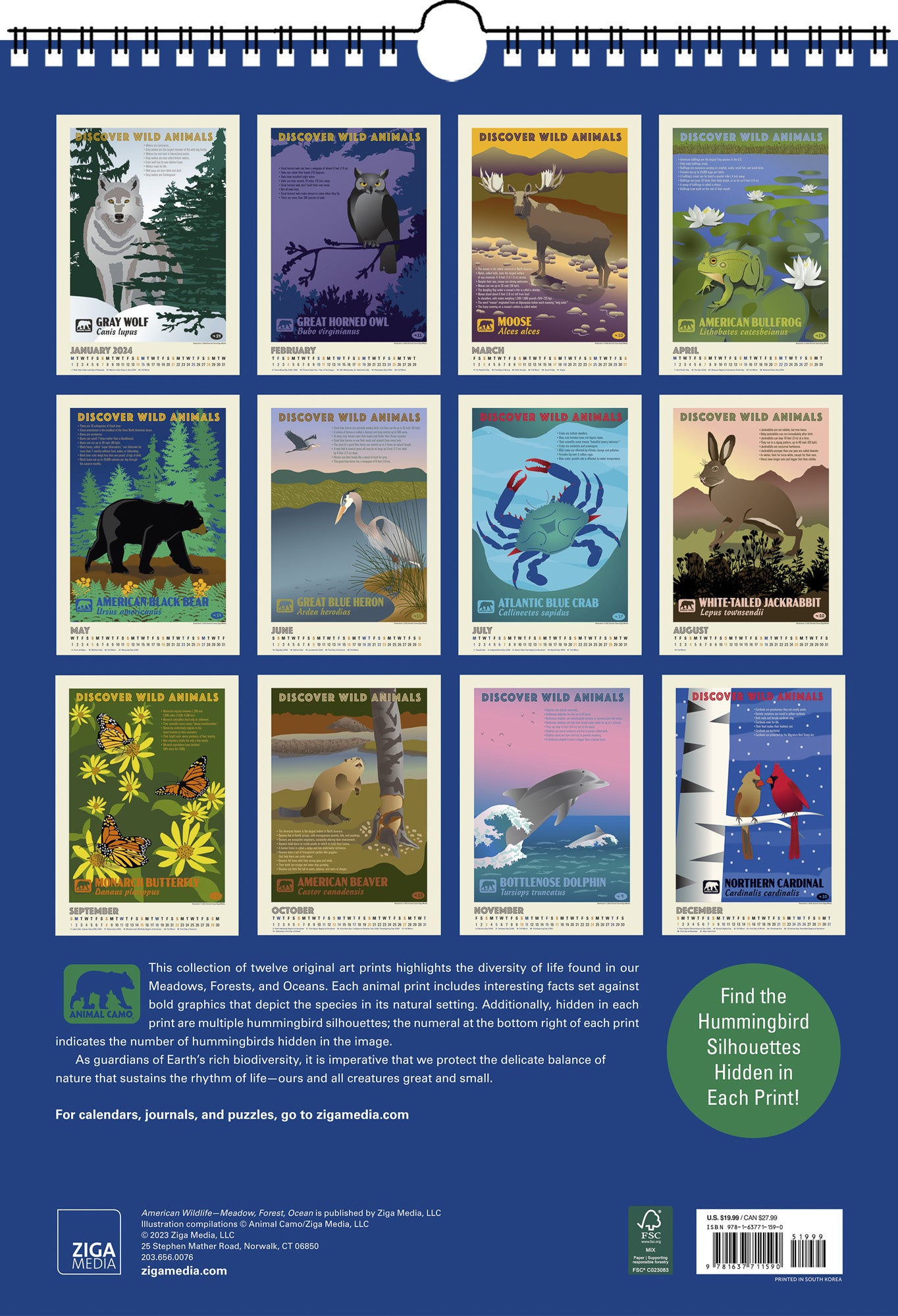 35-880 Wildlife Wall Calendar
