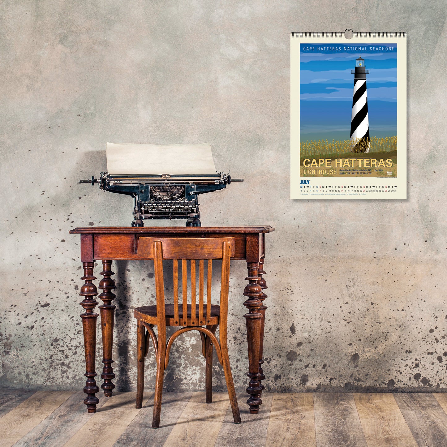 Atlantic Coast Lighthouses Oversize Wall Calendar 2024, 13.38'' x 19'' Spiral Bound with Hanger