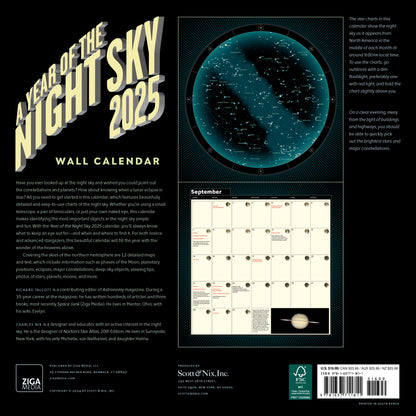 A Year of the Night Sky Wall Calendar 2025, Monthly January-December 12'' x 12"