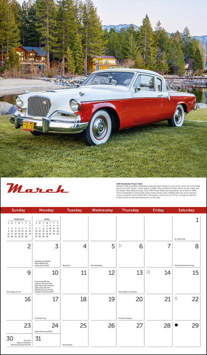 Classic Cars Wall Calendar 2025, Monthly January-December 14'' x 12"