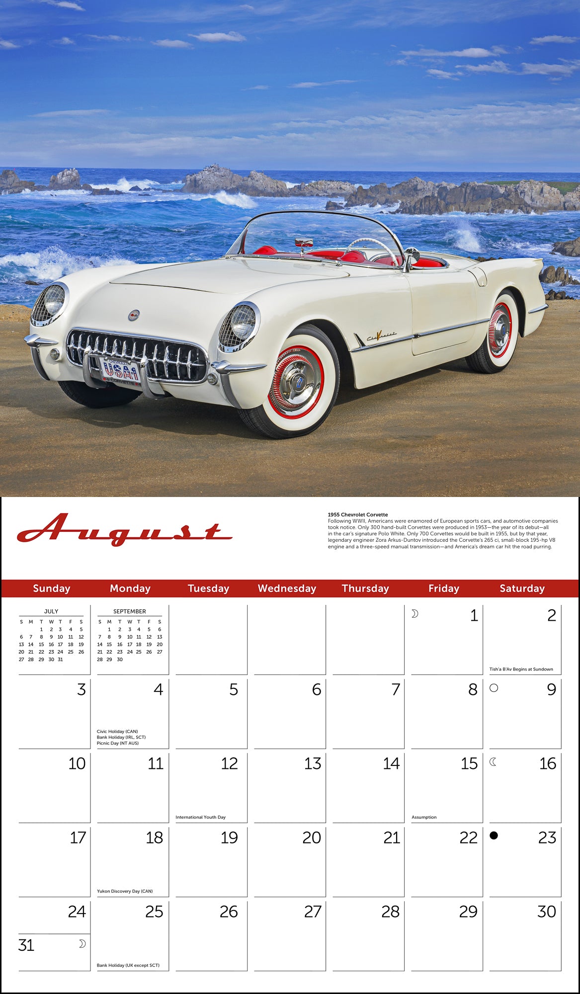 Classic Cars Wall Calendar 2025, Monthly January-December 14'' x 12"