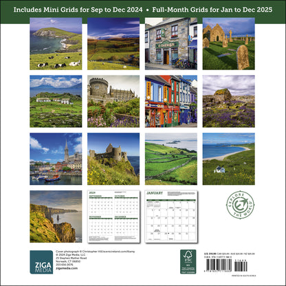 Irish Country Wall Calendar 2025, Monthly January-December 12'' x 12"