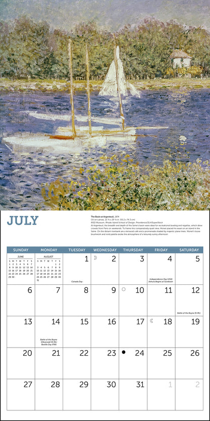 Monet At Sea Wall Calendar 2025, Monthly January-December 12'' x 12"