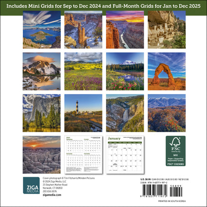 America's National Parks Mini Wall Calendar 2025, 7" x 7"