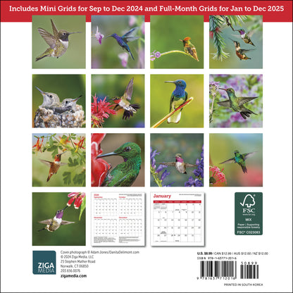 Hummingbirds Mini Wall Calendar 2025, 7" x 7"