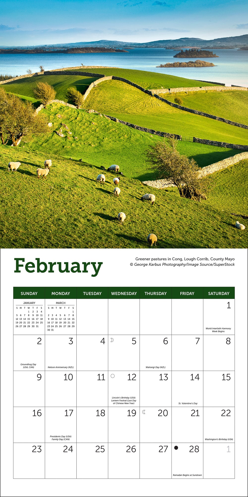 Ireland Mini Wall Calendar 2025, 7" x 7"