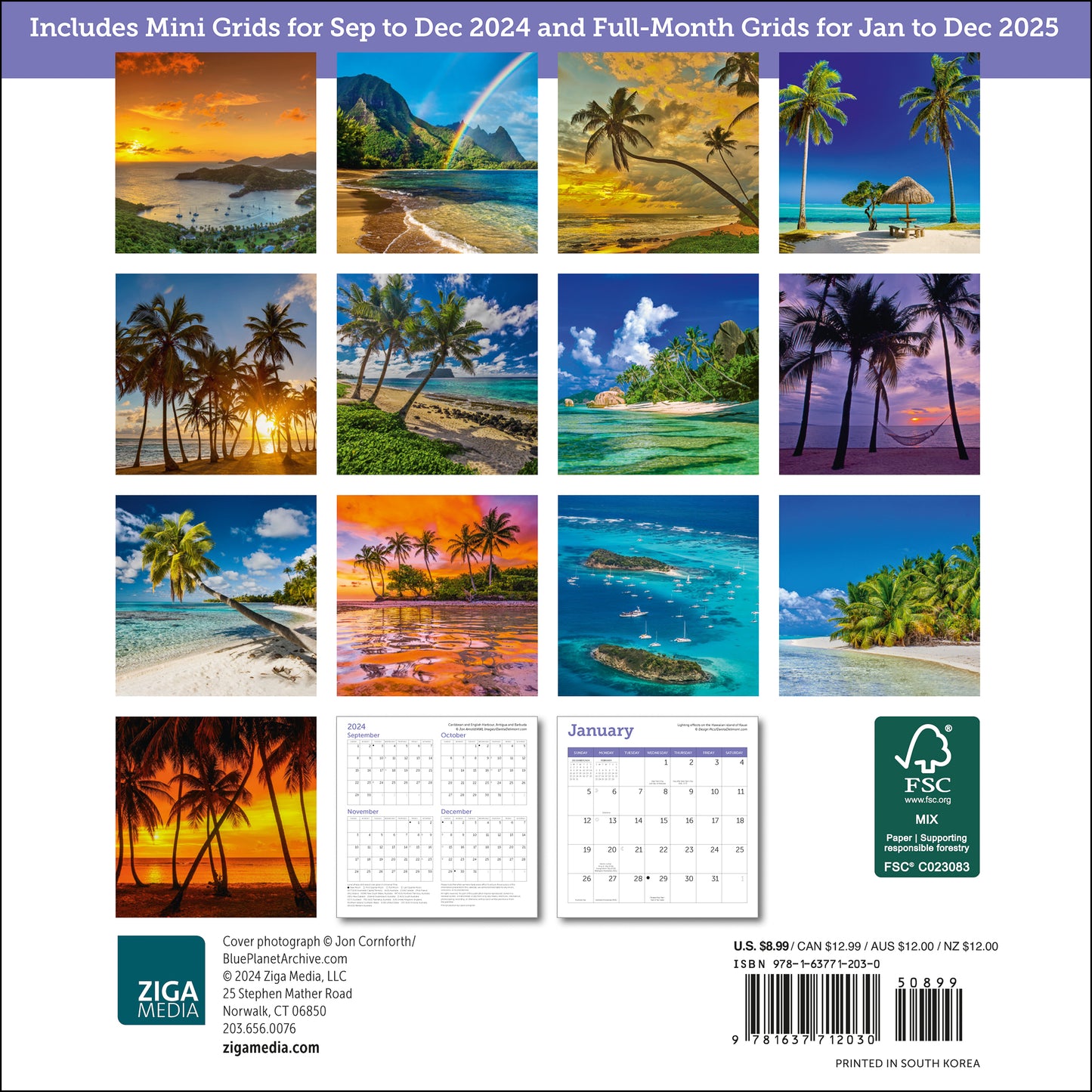 Islands Mini Wall Calendar 2025, 7" x 7"