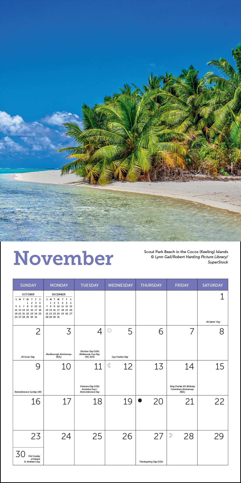 Islands Mini Wall Calendar 2025, 7" x 7"