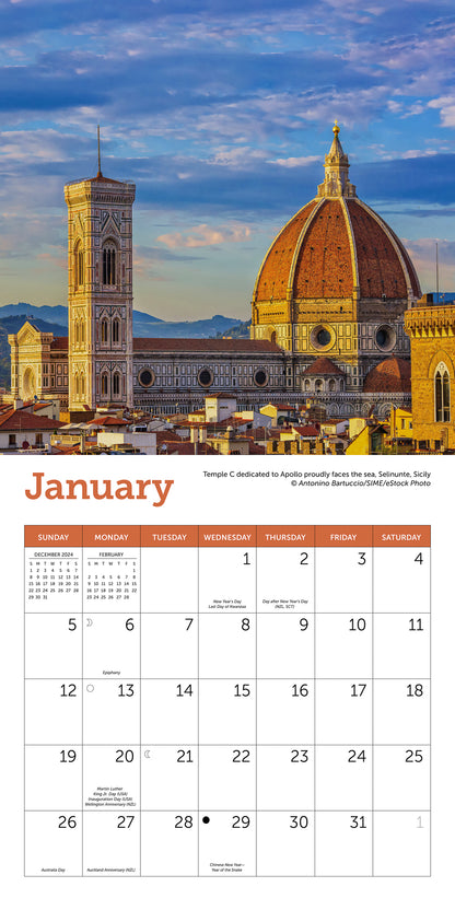 Italy Mini Wall Calendar 2025, 7" x 7"