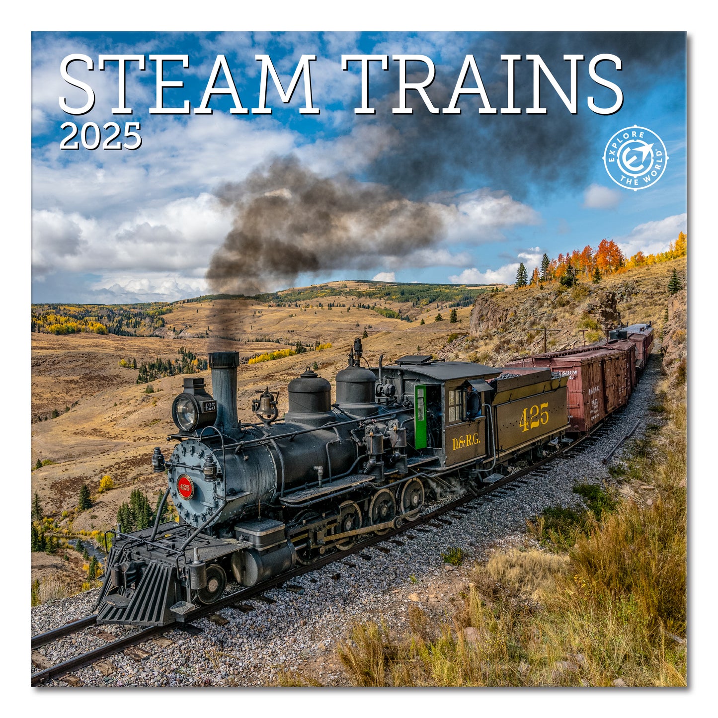 Steam Trains Mini Wall Calendar 2025, 7" x 7"