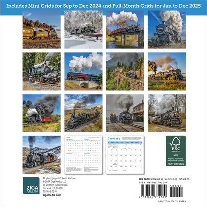 Steam Trains Mini Wall Calendar 2025, 7" x 7"