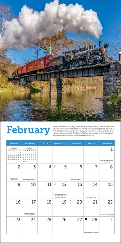 Steam Trains Mini Wall Calendar 2025, 7" x 7"