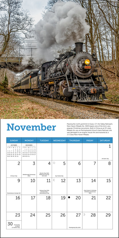 Steam Trains Mini Wall Calendar 2025, 7" x 7"