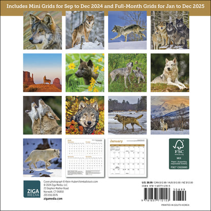 Wolves Mini Wall Calendar 2025, 7" x 7"