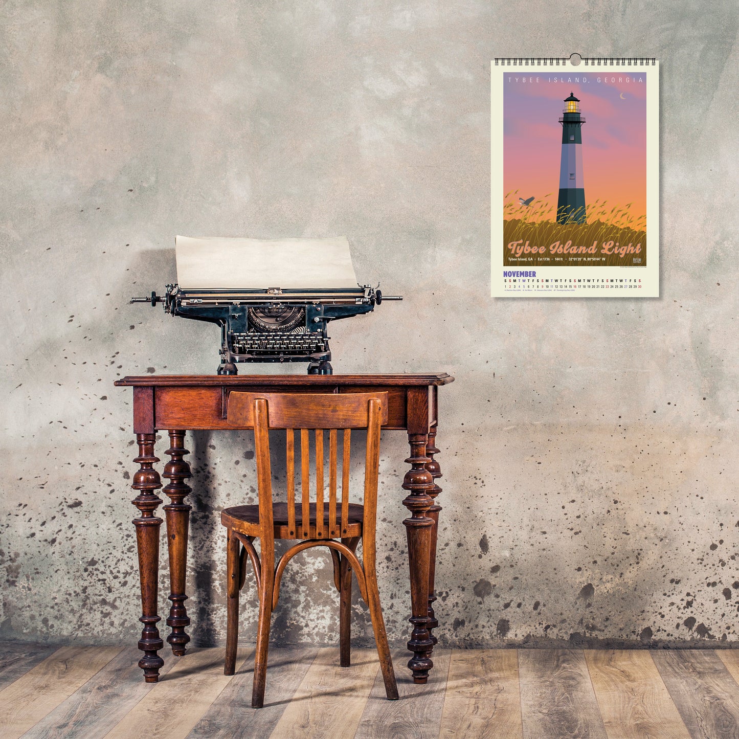 Atlantic Coast Lighthouses Oversize Wall Calendar 2025, 13.38'' x 19'' Spiral Bound with Hanger