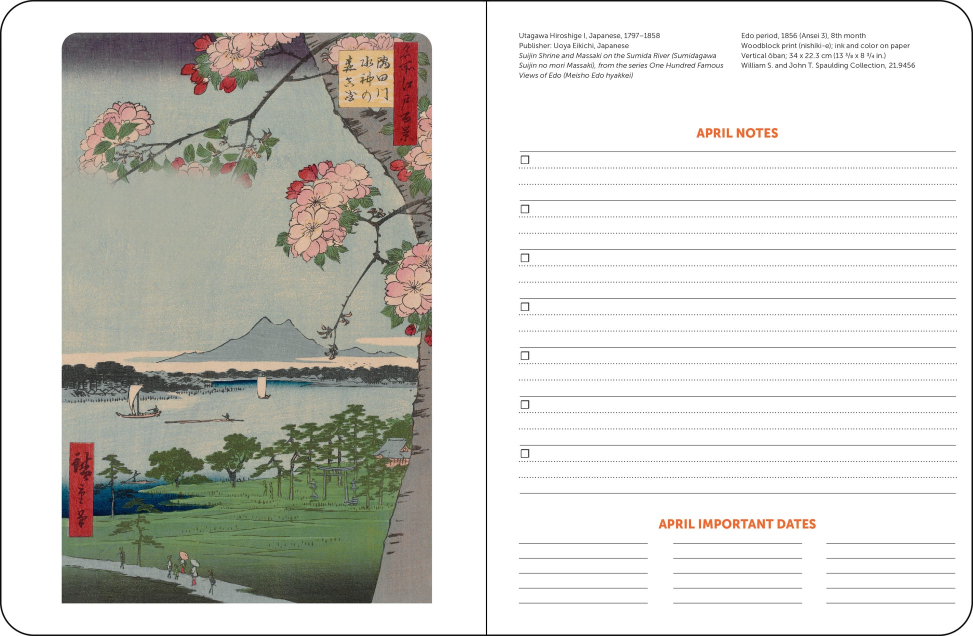Spiral-bound 2026 planner with Japanese woodblock art