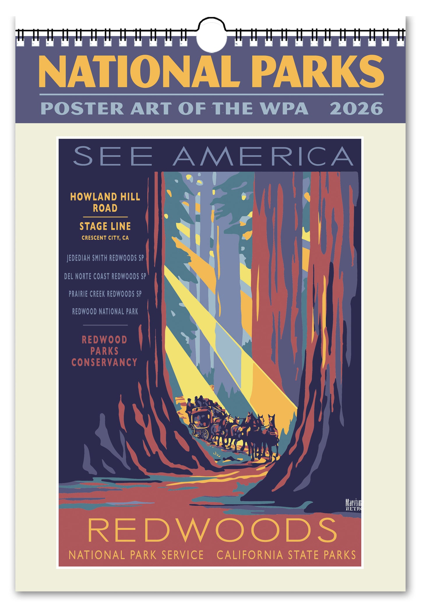 2026 National Parks Poster Art of The WPA Oversize Wall Calendar, 13.4'' x 19'' Spiral Bound with Hanger