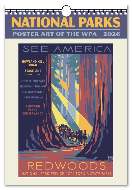 2026 National Parks Poster Art of The WPA Oversize Wall Calendar, 13.4'' x 19'' Spiral Bound with Hanger
