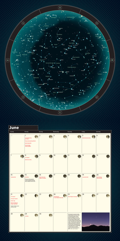 12" x 12" wall calendar showcasing the beauty of the night sky