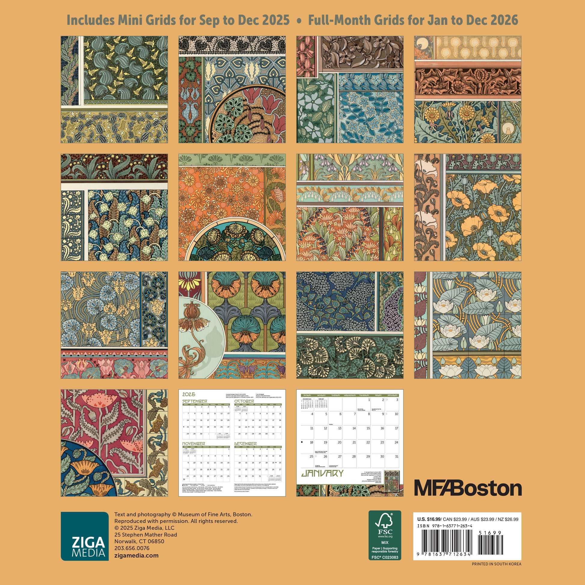 MFA Boston 2026 calendar highlighting the art of ornaments