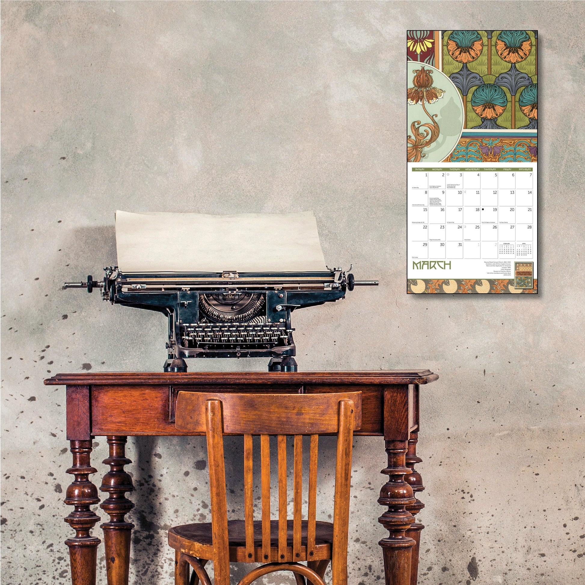 12" x 12" wall calendar showcasing ornate artwork from the MFA collection