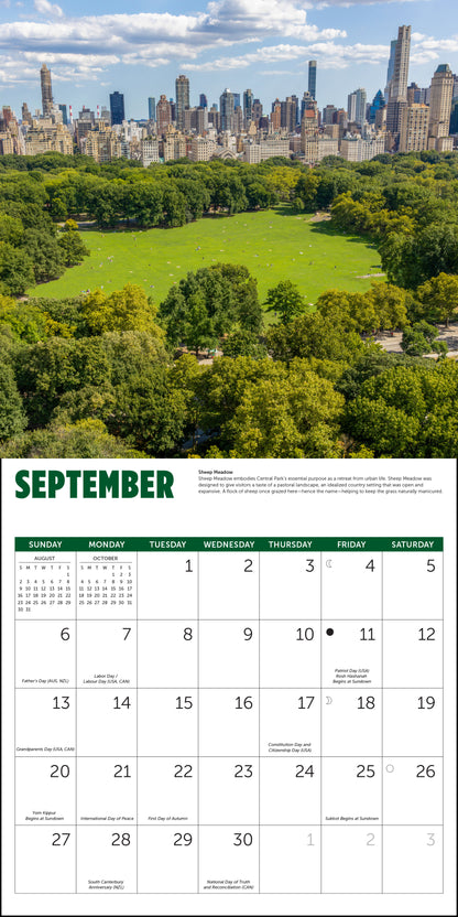 Scenic 2026 wall calendar celebrating Central Park, NYC