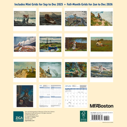Nature-themed Winslow Homer calendar by MFA Boston for 2026