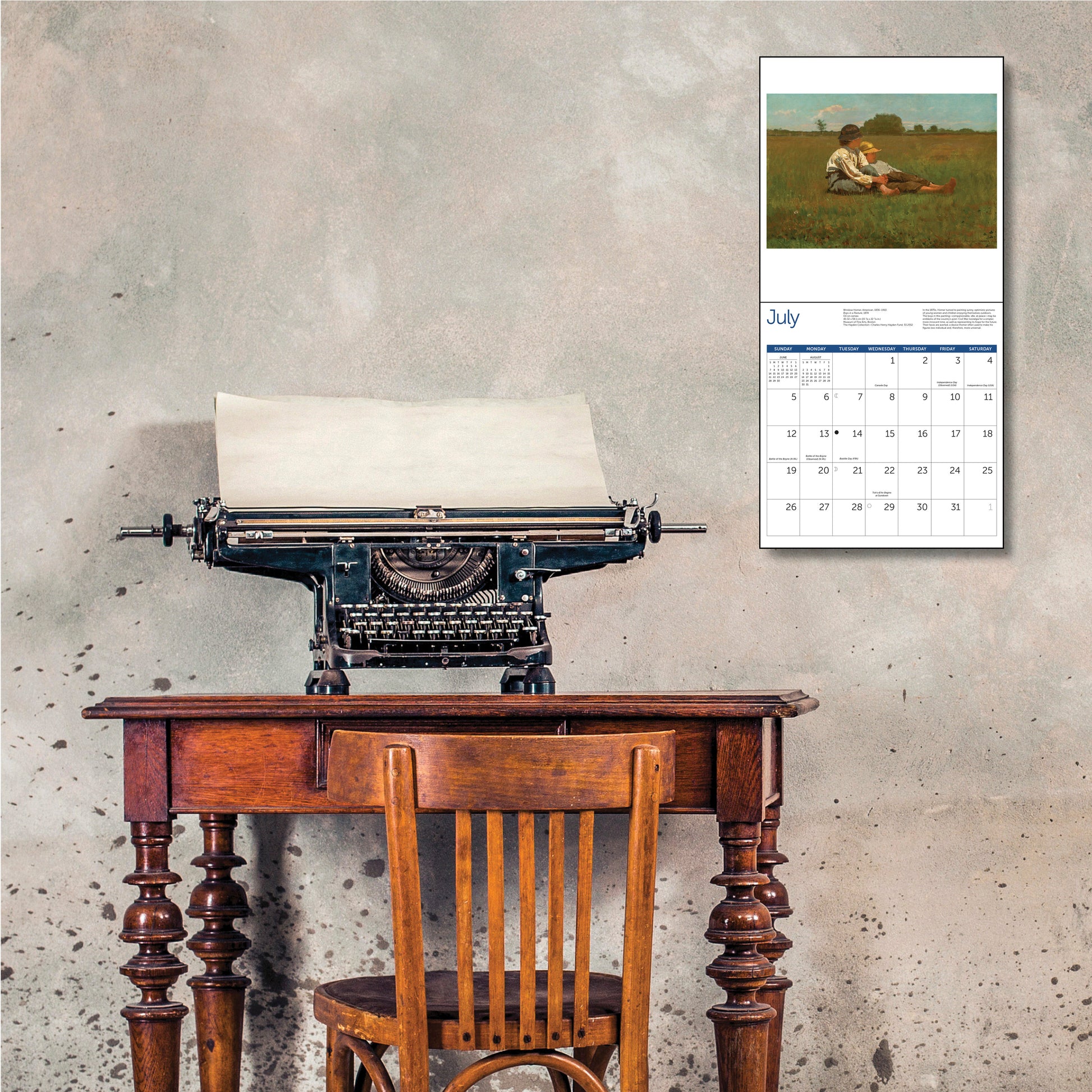 Monthly 2026 calendar showcasing Winslow Homer’s artwork