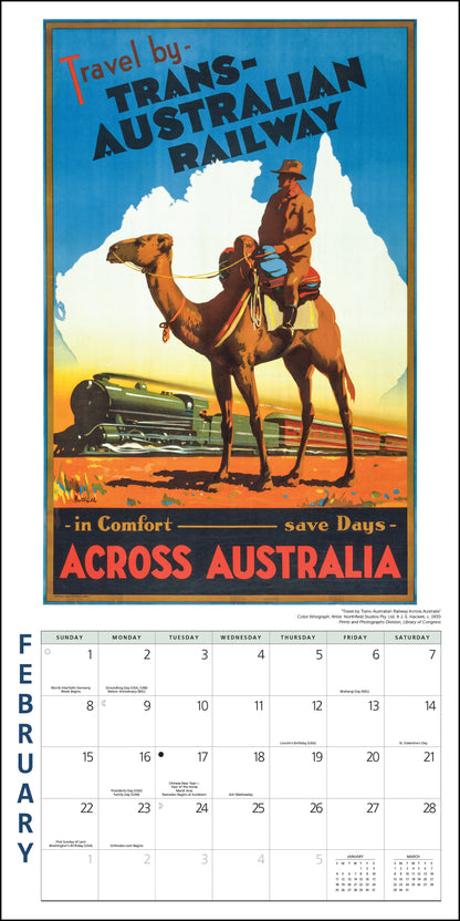Vintage-style travel posters in 2026 monthly calendar