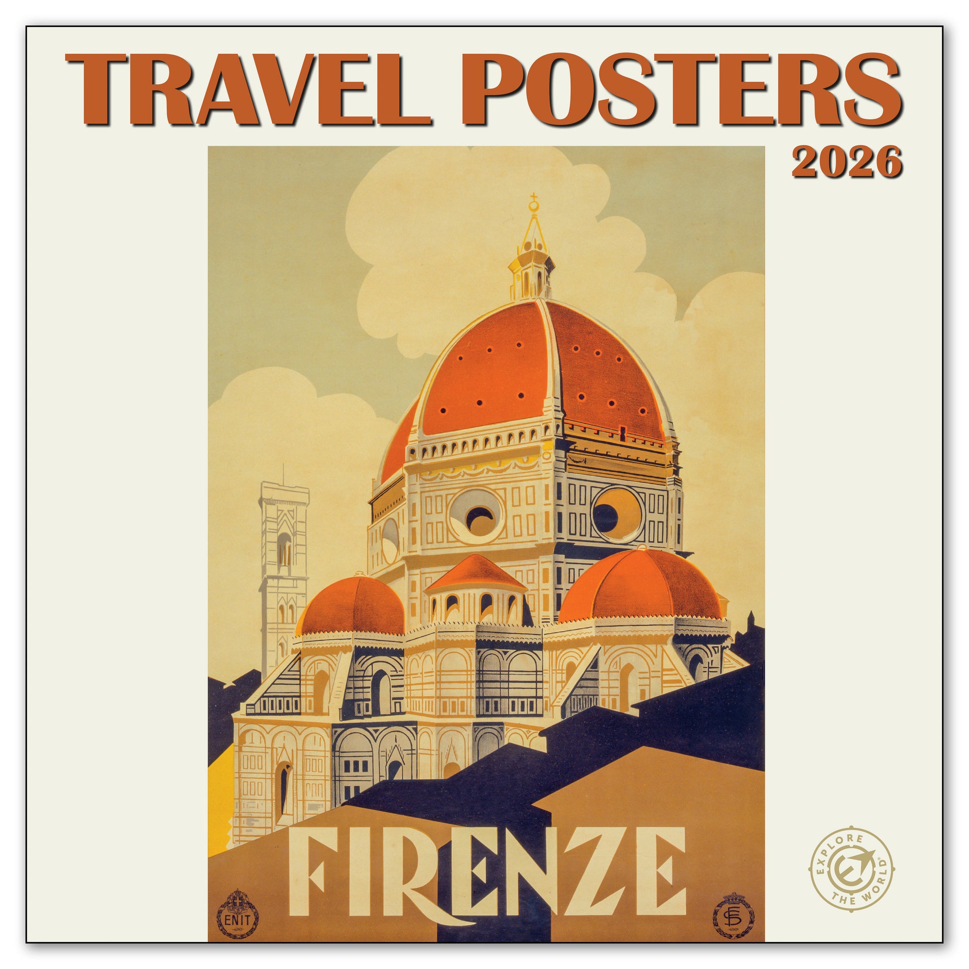 2026 Travel Posters Wall Calendar, 12" x 12"