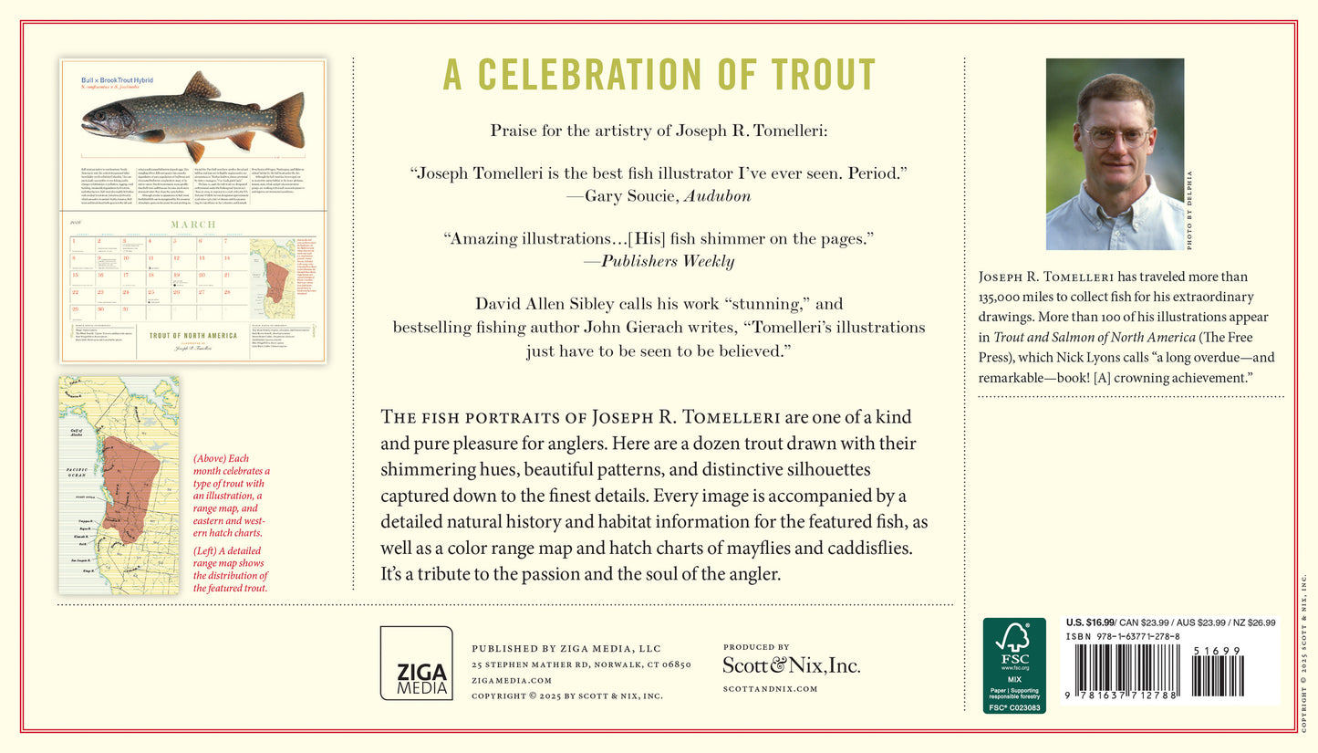 Illustrated trout species in 2026 monthly calendar