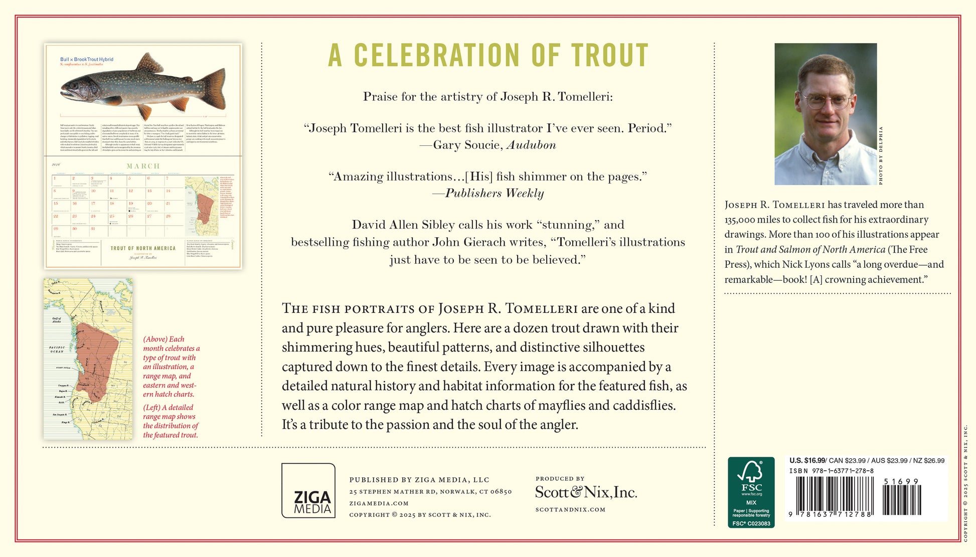 Illustrated trout species in 2026 monthly calendar