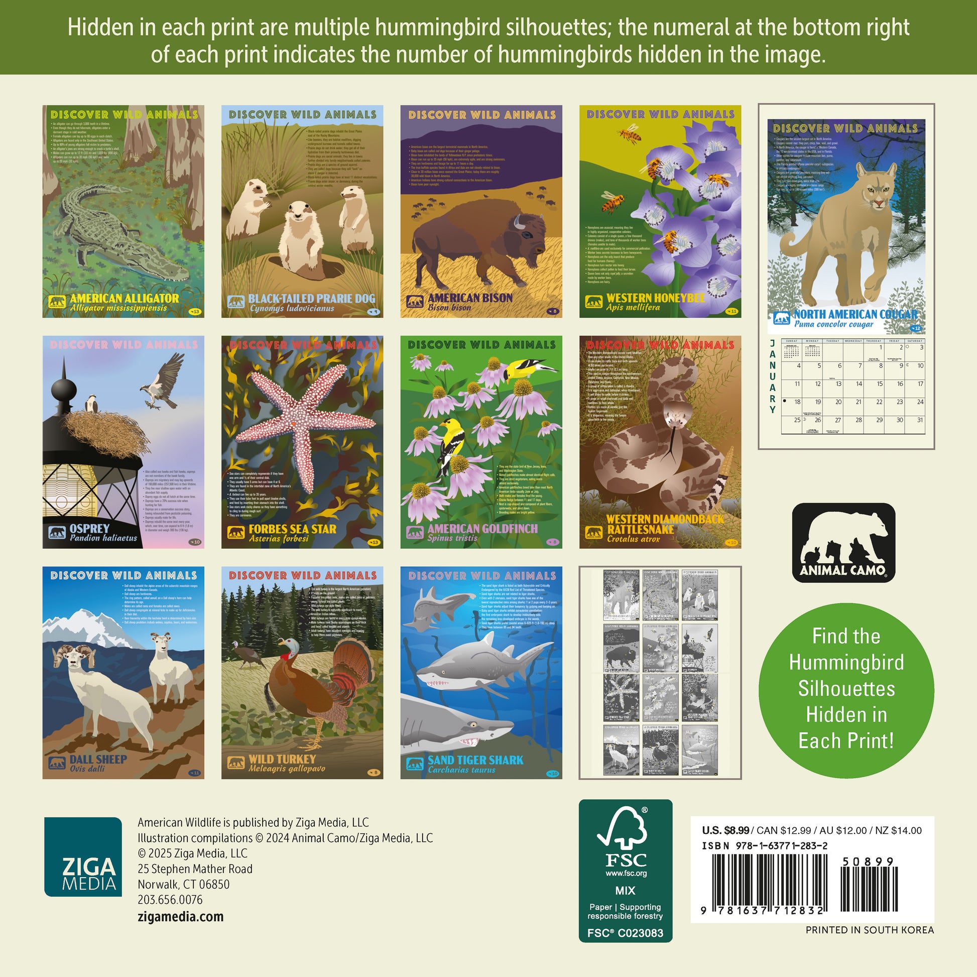 Small 2026 calendar with nature and wildlife images