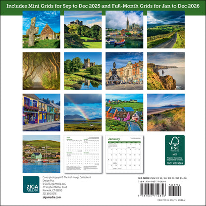 Small 2026 calendar with Ireland travel images