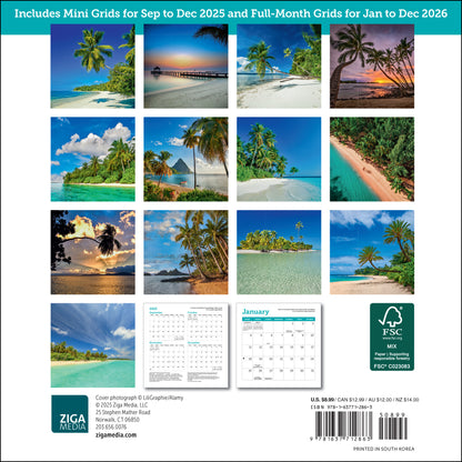 Small 2026 wall calendar showcasing islands