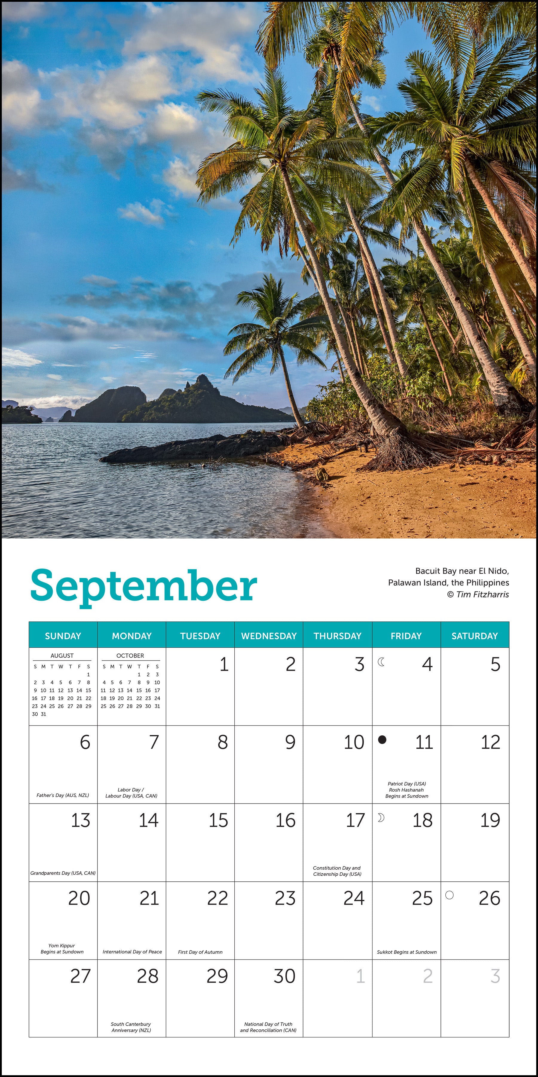 2026 calendar with tropical island landscapes