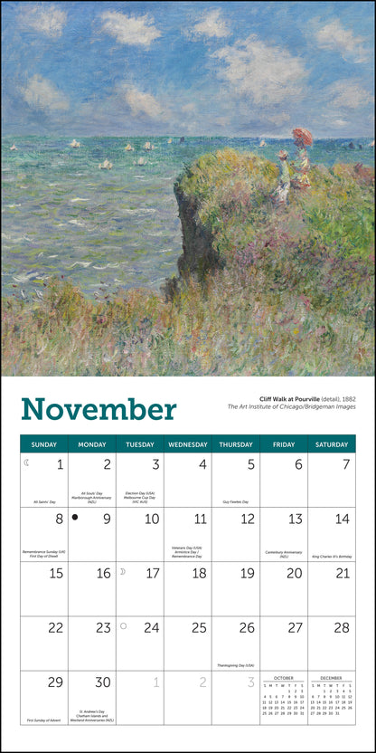 2026 calendar featuring Claude Monet paintings