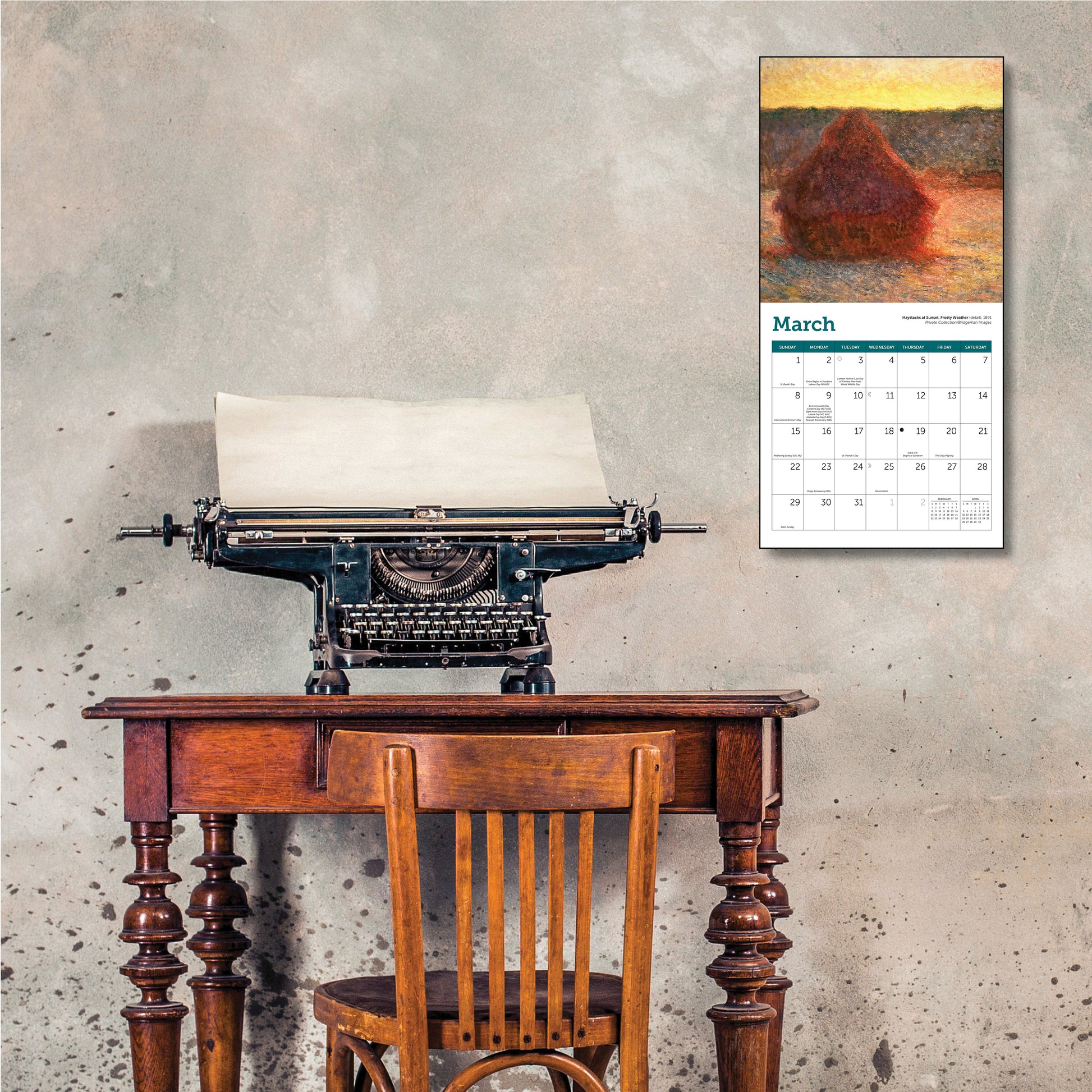 Compact 7" x 7" Monet art calendar