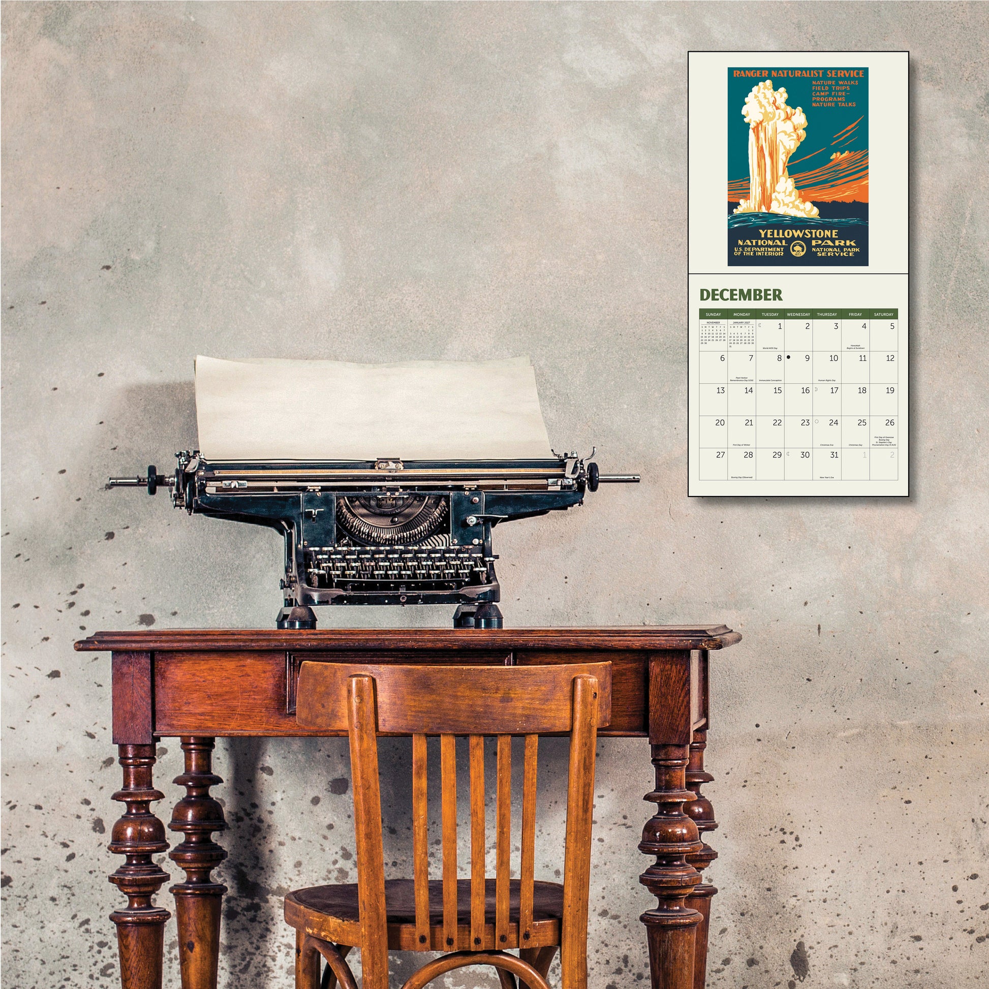 Compact 7" x 7" National Parks poster calendar