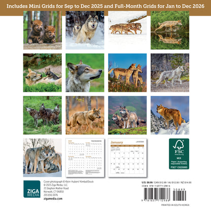 Small 2026 calendar with stunning wolf photos