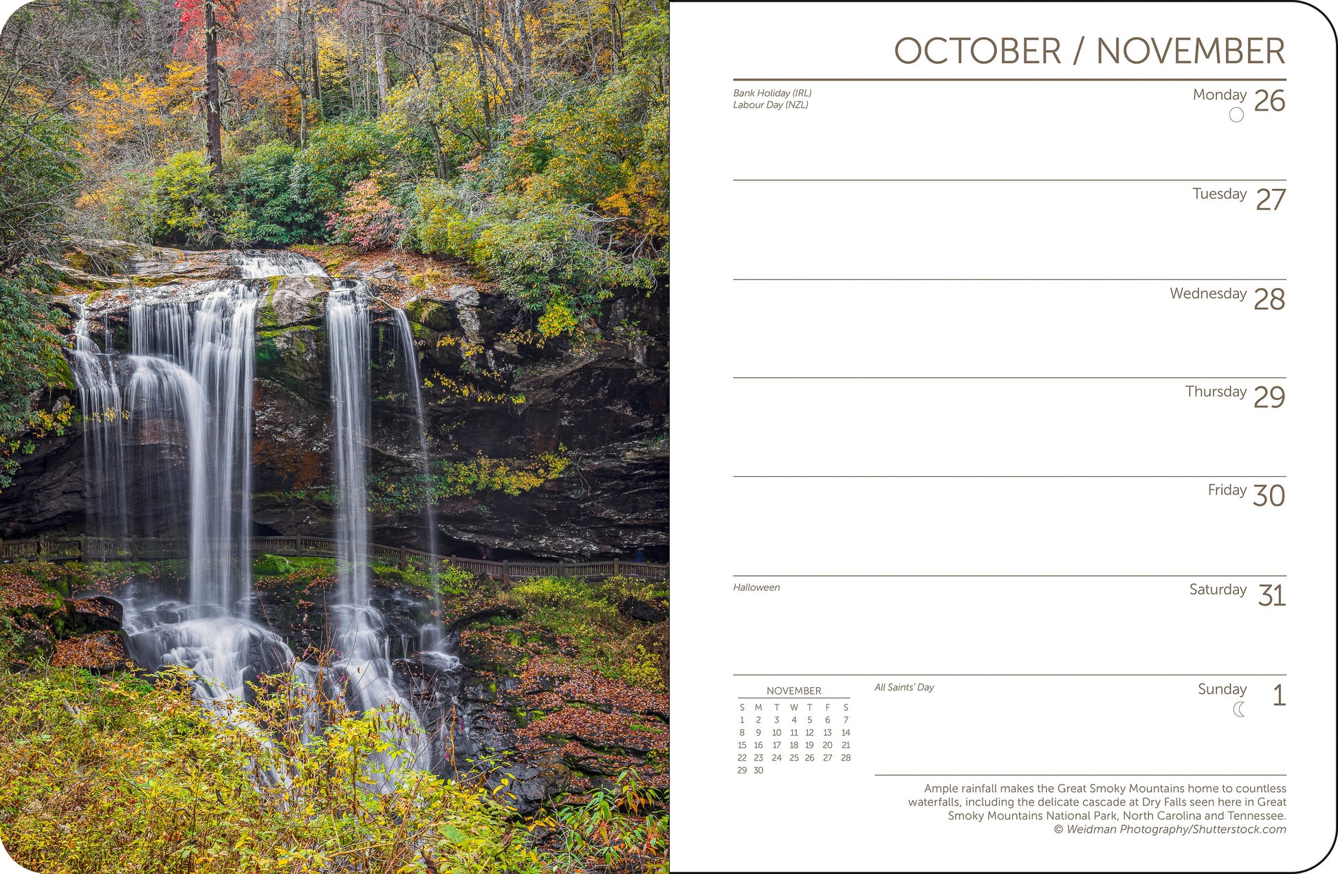 Spiral-bound 2026 planner featuring U.S. national parks