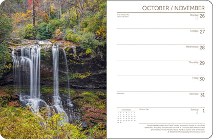 Spiral-bound 2026 planner featuring U.S. national parks