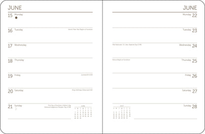 Spiral-bound Italy 2026 planner showing weekly layout with lined writing space