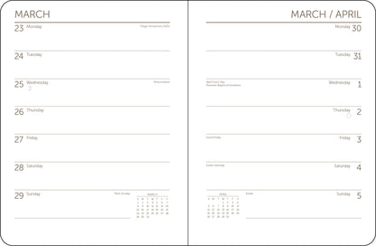 Interior weekly layout of Monet 2026 calendar with space for notes.