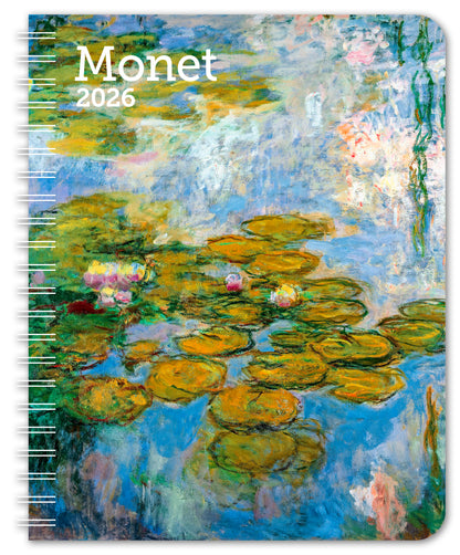 Cover of the 2026 Monet Weekly Engagement Calendar featuring Water Lilies painting